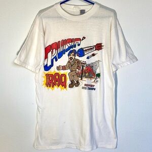 Vintage Iraq T Shirt Support Our Troops Cruisin Missile Army Navy Marines